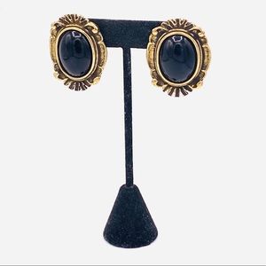 Chunky black vintage clip on earrings NOS 1980’s